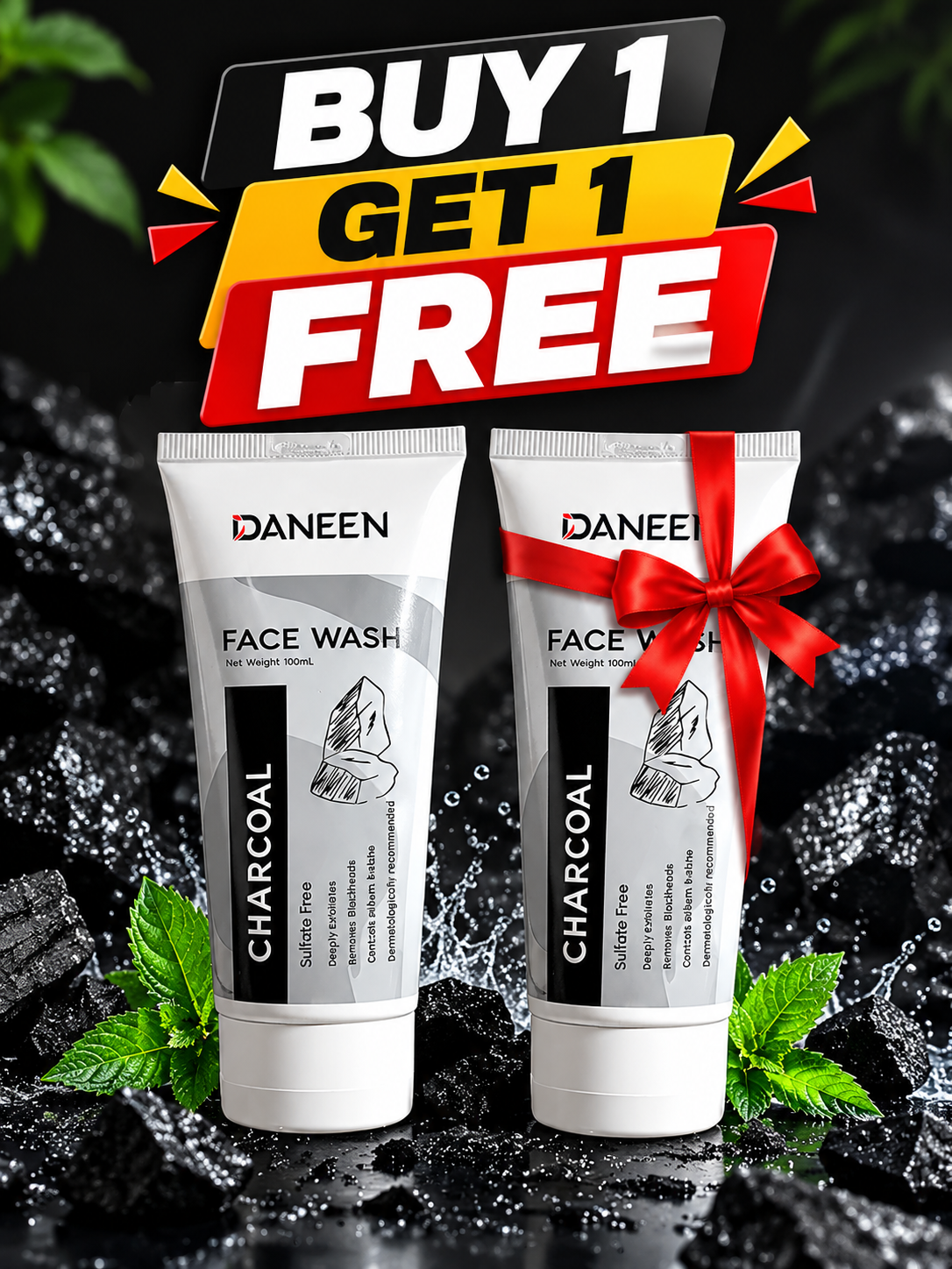 Daneen Charcoal Facewash Duo – Buy 1 Get 1 FREE