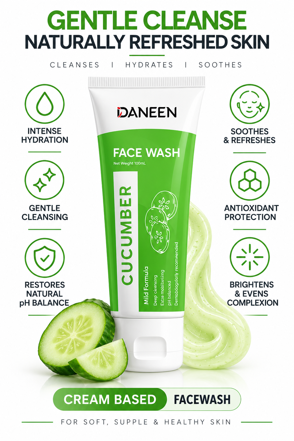 Cucumber Face Wash Cream based
