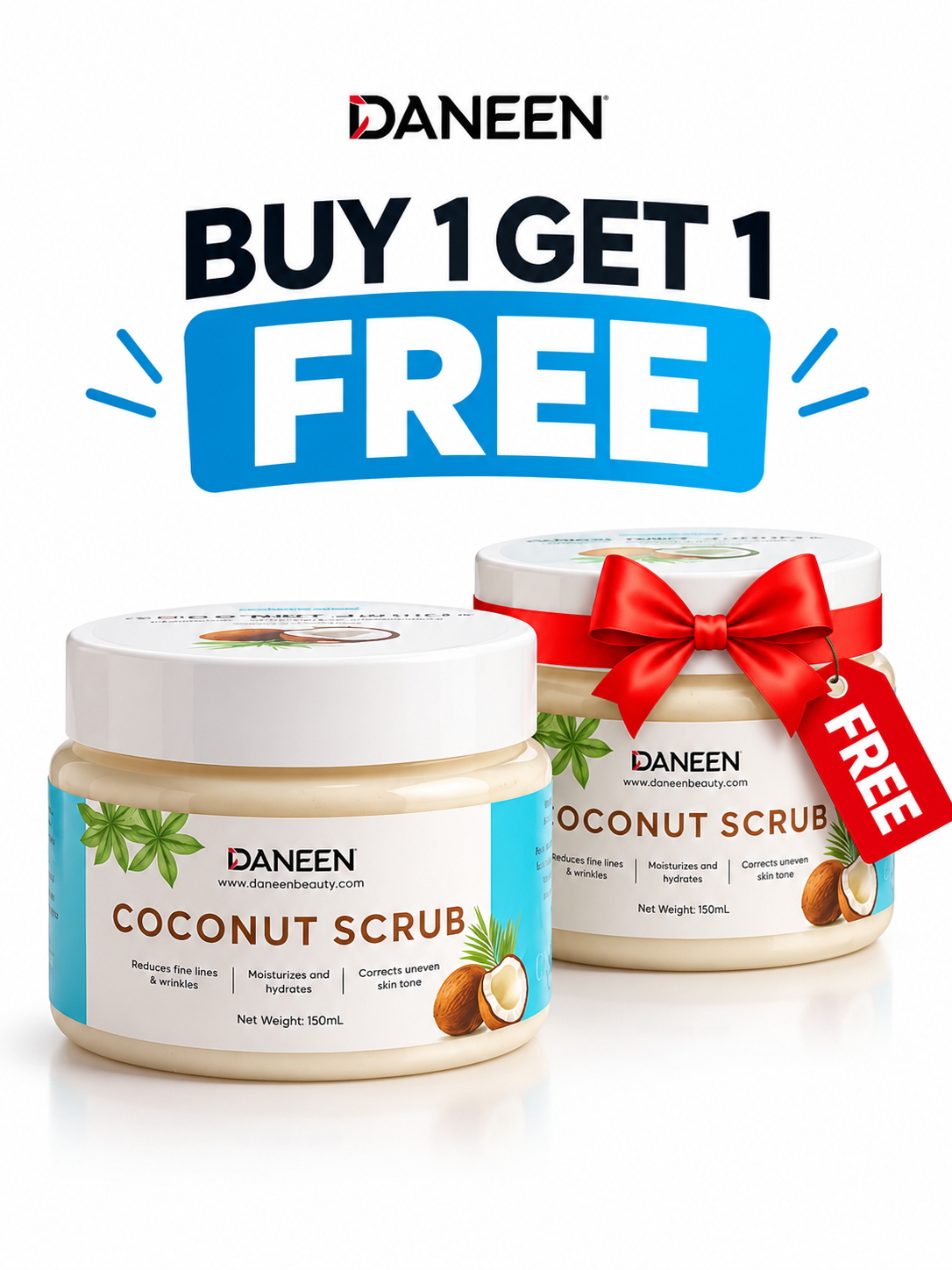 Daneen Coconut Scrub 150ml – Buy 1 Get 1 FREE