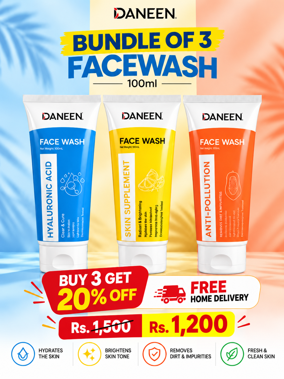 Bundle of 3 Face Wash 100ml – 20% OFF + Free Delivery