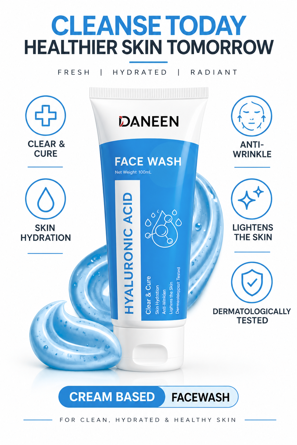 Hyaluronic Acid Face Wash Cream based